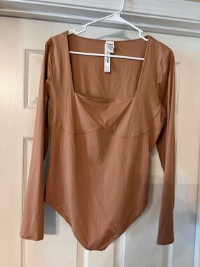 PINK VICTORIA’S SECRET Long Sleeve Square-Neck Bodysuit - MOCHA BROWN SZ XXL NWT